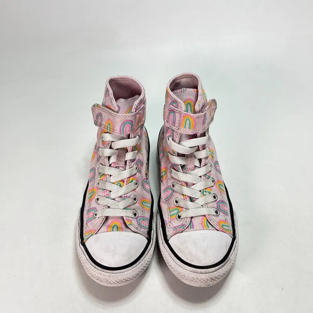 Converse Chuck Taylor All Star Easy-On Rainbows Pink Skate Sneakers Youth Size 3
